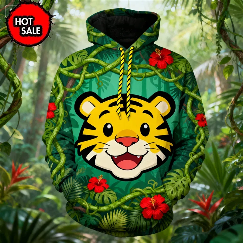 Fashion Animal Tiger Wolf 3D Printed Hoodies For Man Women Hooded Oversized New In Jackets Sweatshirts Man Tracksuit Coat Tops