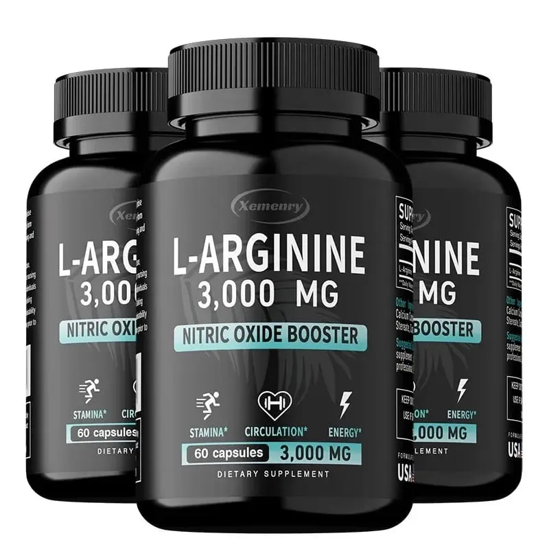L-Arginine Capsules Supplement - for Energy Strength and Endurance Support During Exercise | Muscle Mass Non-Gmo