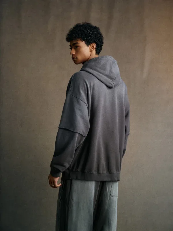 New Autumn Winter Men 400gsm Hoodies Streetwears High Street Heavy Weight Washed Cotton Sweatshirts Brand Tracksuit