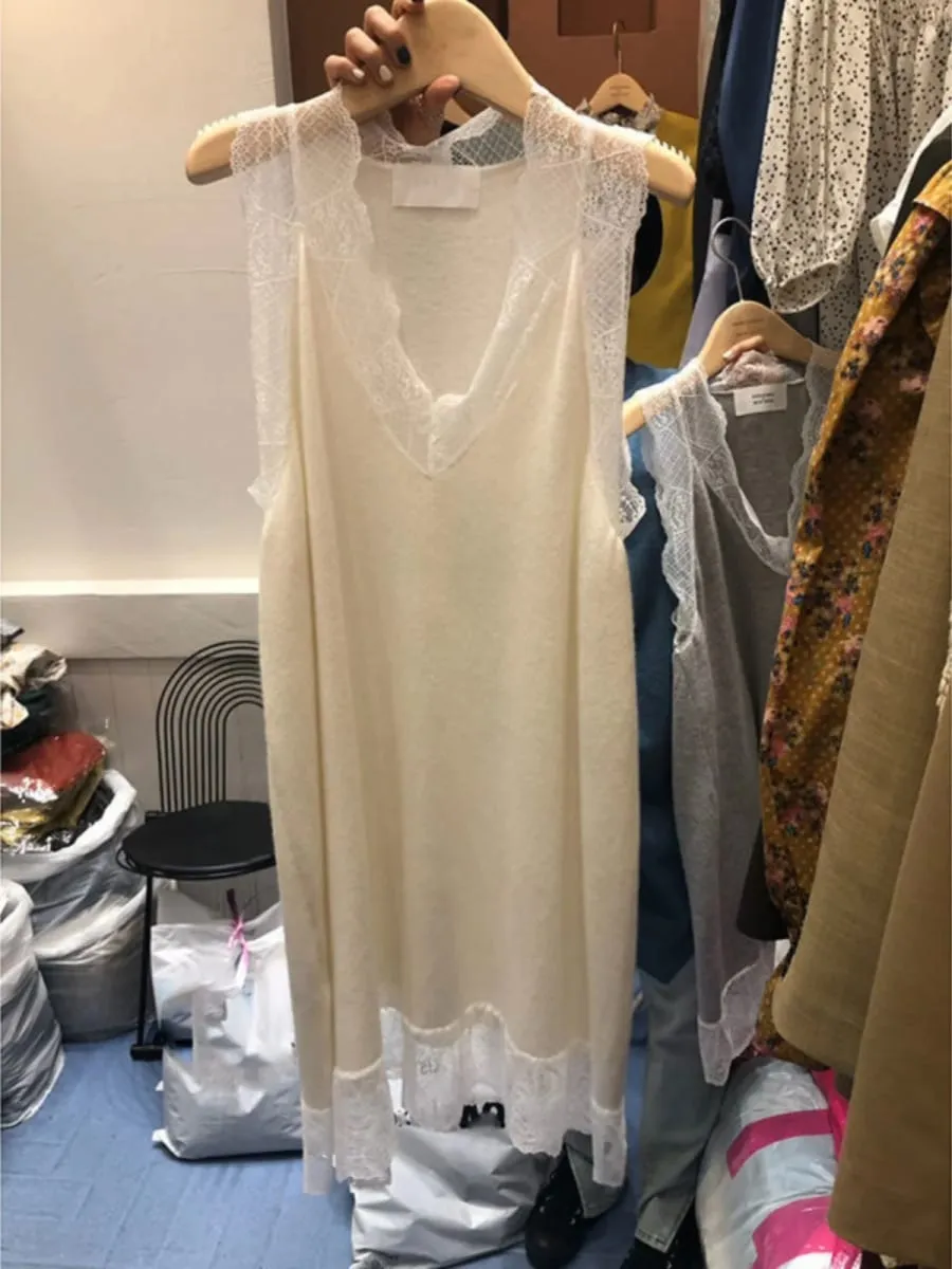 Elegant plus Size Summer Dress with Wood Grain Sleeveless Vest Style A-Line Midi Dress for Plump Women Korean Style