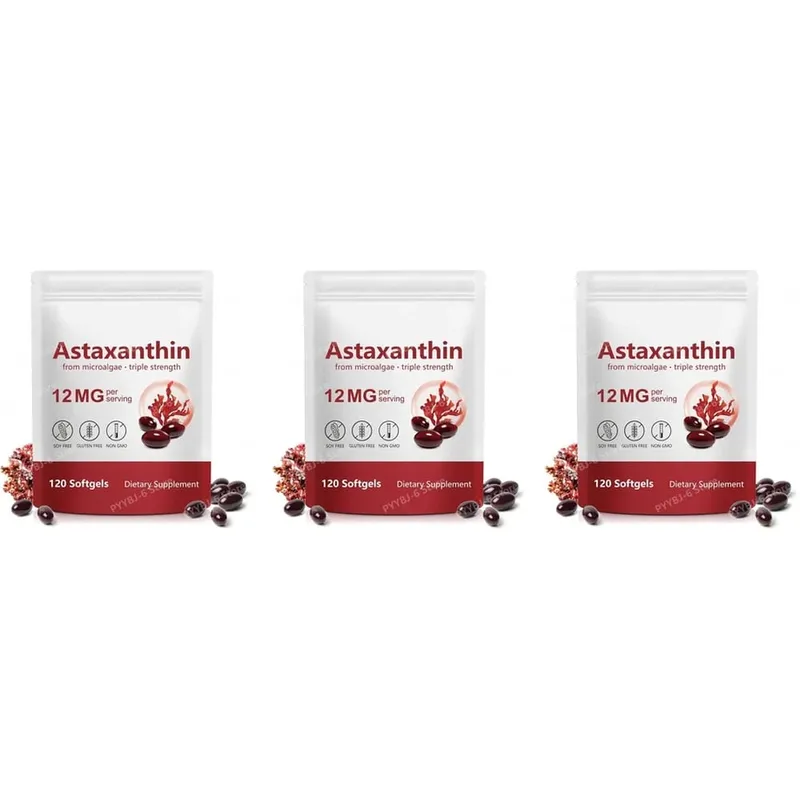 Astaxanthin Softgels Triple Strength From Microalgae Υποστηρίζει την υγιή γήρανση Προωθεί το κολλαγόνο που υποστηρίζει το φραγμό του δέρματος 120 Softgels