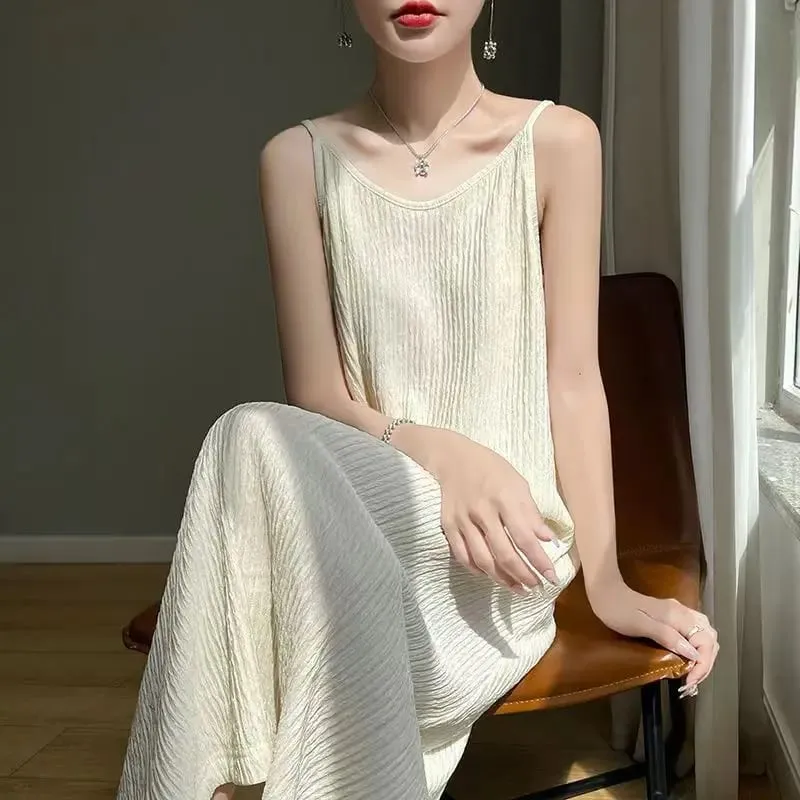 Chiffon Pleated Dress Women Slim Fit Summer Dress Elegant Casual Layered Long Dress for Women