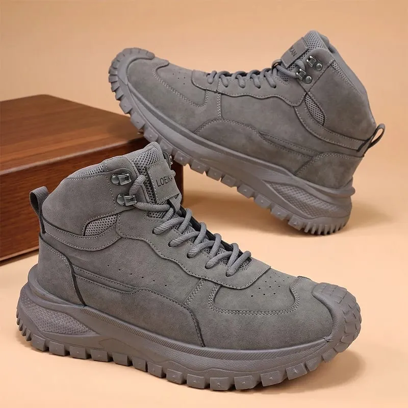 Men High‑Top Ankle Casual Shoes Suede‑Look Thick Lug Sole Lace‑Up Comfort Sneakers For City Walking Daily Outing Street Style — image 2