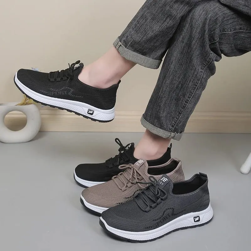 Tênis esportivo de malha respirável masculino, sapatos de caminhada confortáveis ​​e leves, calçados esportivos casuais para uso diário