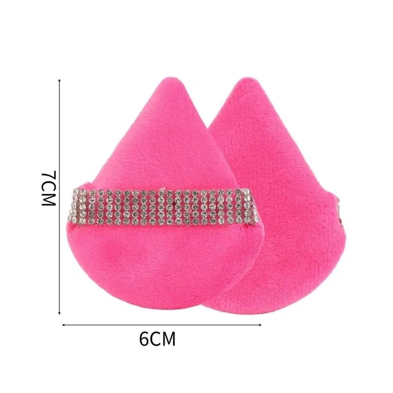 Diamond Triangle Velvet Setting Puff Ribbon Detail Powder Sponge Smooth Finishing Soft Puff for Loose Pressed Powder Application