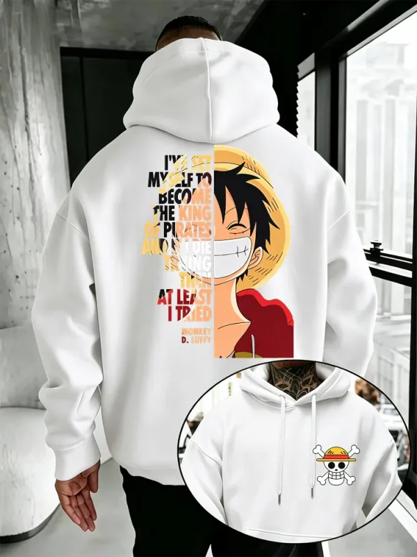 One Piece Anime Hoodie Monkey D Luffy Citaat Print Streetwear Unisex Mannen Vrouwen Oversized Casual Sweatshirts Lange Mouw