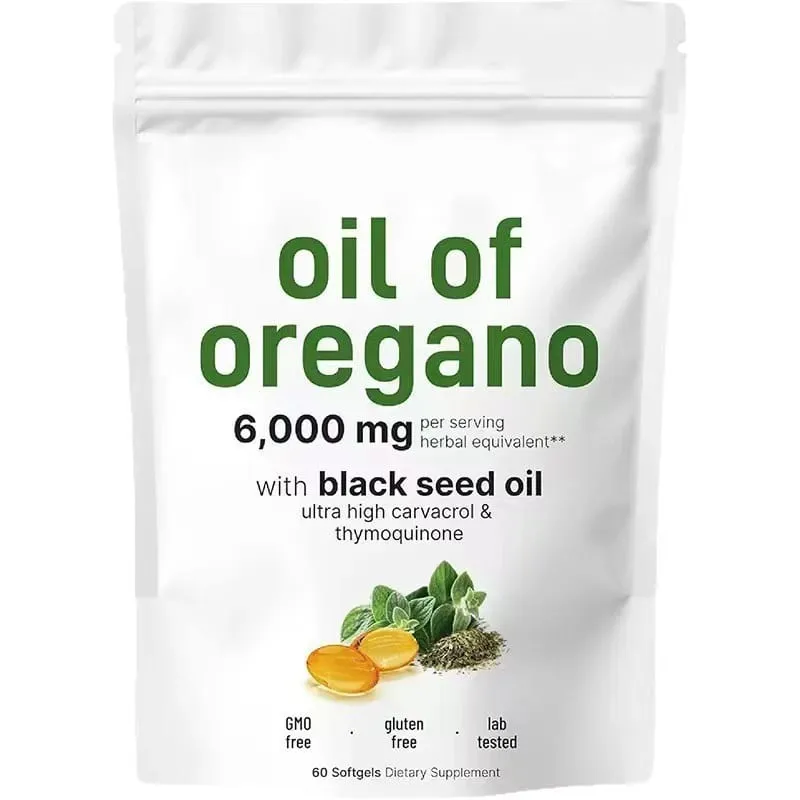 Oil of Oregano Softgels Skin Care Oil for Women Men Organic Oregano Oil Capsules with Black Seed Oil Plant Based | Non-GMO