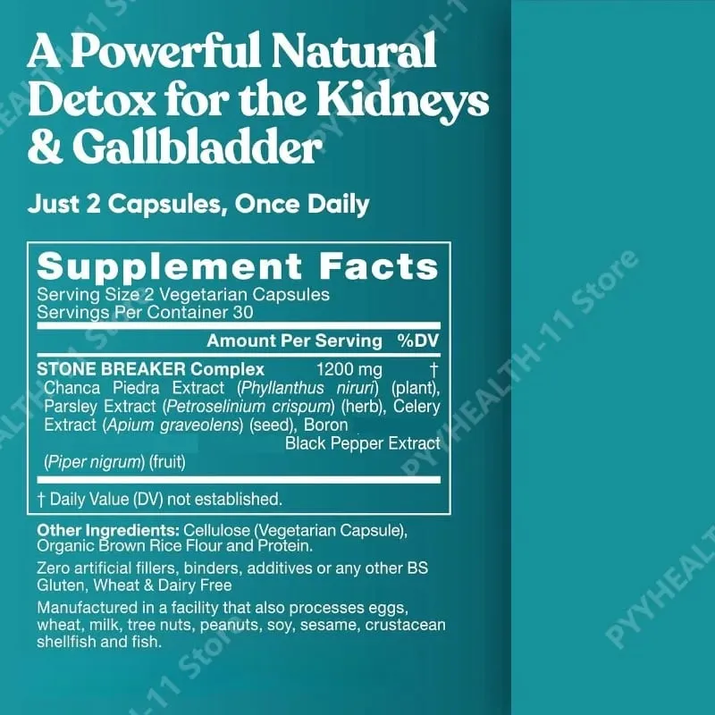 Chanca Piedra Stone Breaker with Celery Seed & Parsley Daily for Kidney Gallbladder Detox Support 60 Vegetarian Capsules
