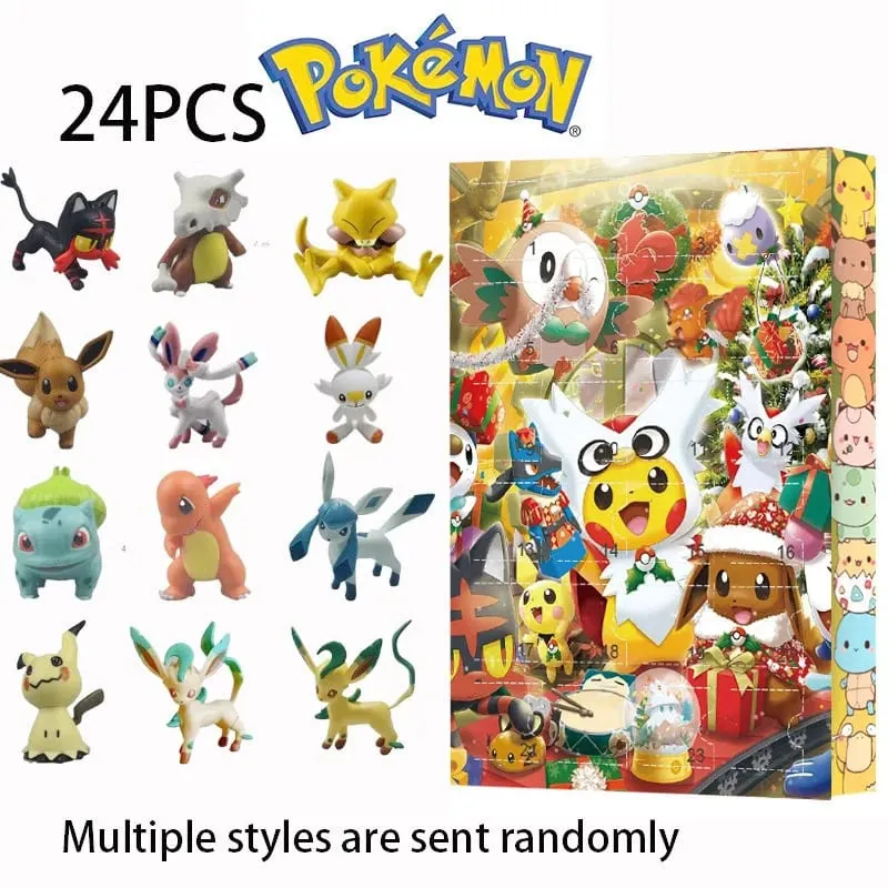 24 Cái/bộ Pokemon Giáng Sinh Ra Đời Lịch Dễ Thương Pikachu Charizard PVC Nhỏ Anime Hình Bất Ngờ Hộp Sinh Nhật Quà Tặng Halloween