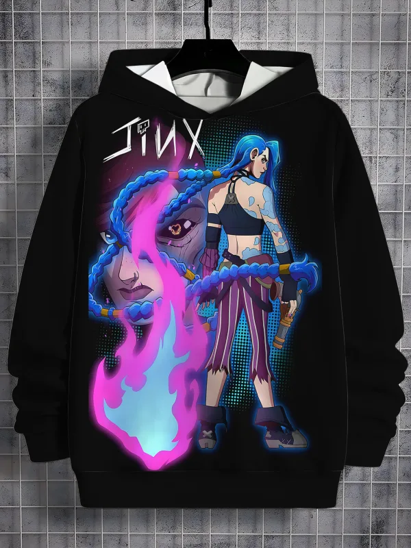 2026 Arcane Jinx Anime 3D Print All Seasons Children Casual Sweatshirt Cool Pullover Tops Unisex Clothes Boy Hoodies Clothes