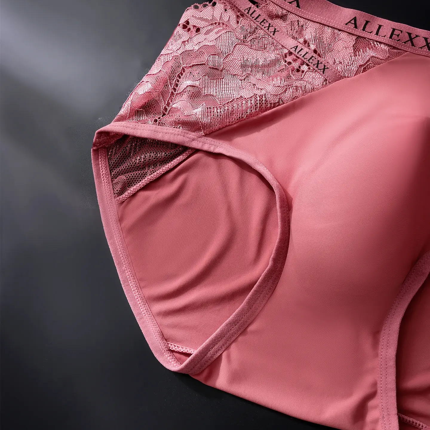 Male Glossy Satin Triangle Briefs Floral Lace Mesh Splice High Waist Elastic Letter Band Soft Breathable Men Underwear
