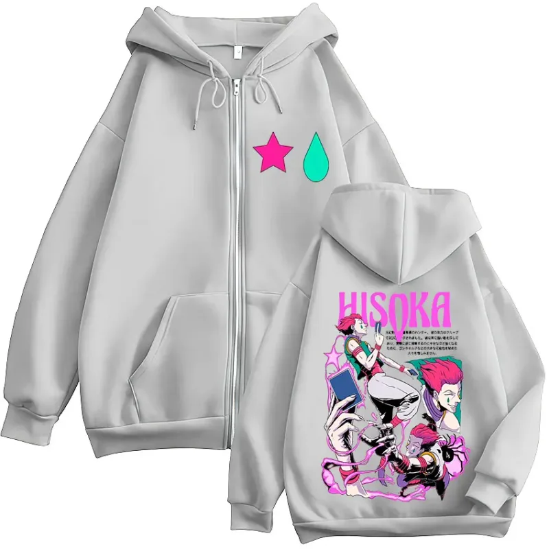 Anime Hunter X Hunter Phantom Troupe Hisoka Zipper Hoodies Men Women Clothing Oversized Casual Zip Up Hooded Sweatshirts Jackets