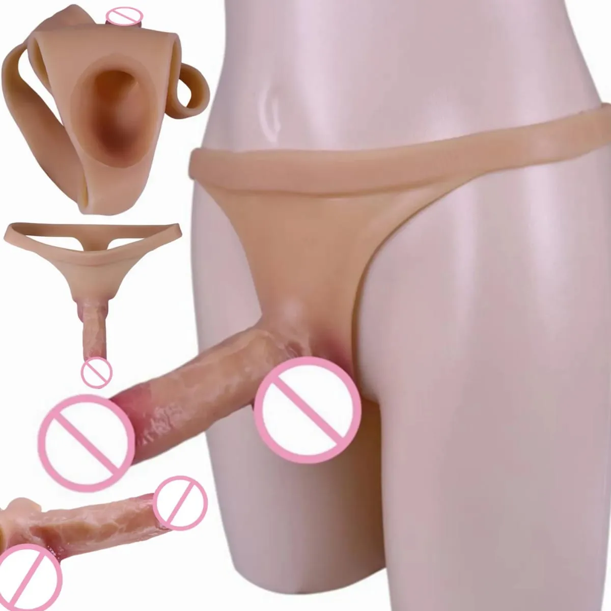 NEW Silicone Solid Hollow Dildo With Thongs Strap-On Penis Sleeve High Elasticity Cock Extender T-Back For Adult 18+ Men Sex Toy