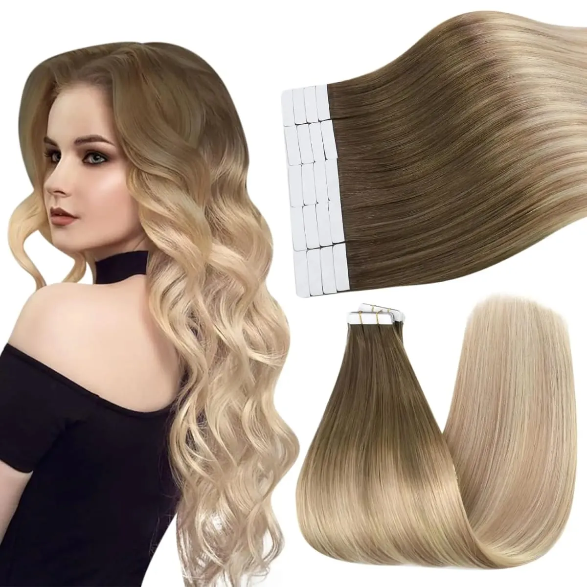 [NEW] Ugeat Tape in Hair Extensions Human Hair Balayage Straight Seamless 12-14inch For Women 20Pcs/Pack 100% Human Natural Hair