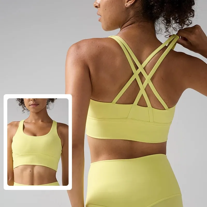 Solid Color Women Women Fitness Yoga Bras Race Back Sports Bras Nylon Top Women Bra Sexy Breathable Underwear For Women Gym