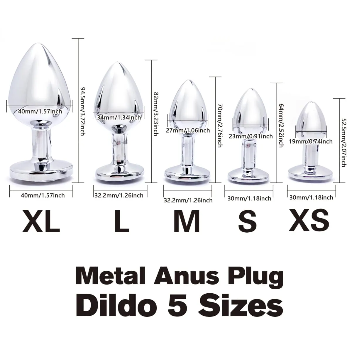 XS/S/M/L/XL Metal Anal Plug Butt Plug Sex Toy Butt Toy for Women Men Couples Adult Game Masturbator Anal Diamond Sex Toys