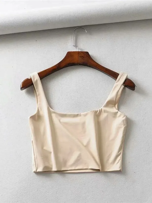Venda quente 2025 verão feminino sexy sem mangas topos moda curto gola quadrada regatas 4 cores