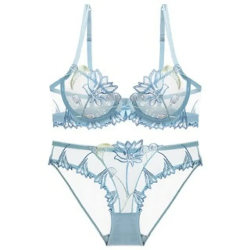 مثير الدانتيل الزهور التطريز الصدرية مجموعة رقيقة جدا تنفس الصلب حلقة Bralette الملابس الداخلية الملابس الداخلية الفرنسية Set70-90 B C D