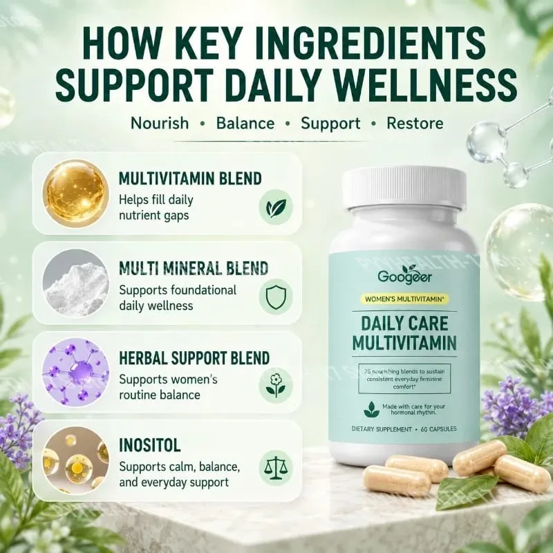 Women's Multivitamin Capsules with Inositol Minerals & Herbal Blend for Daily Nutrition Support and Energy Vitality 60 Count