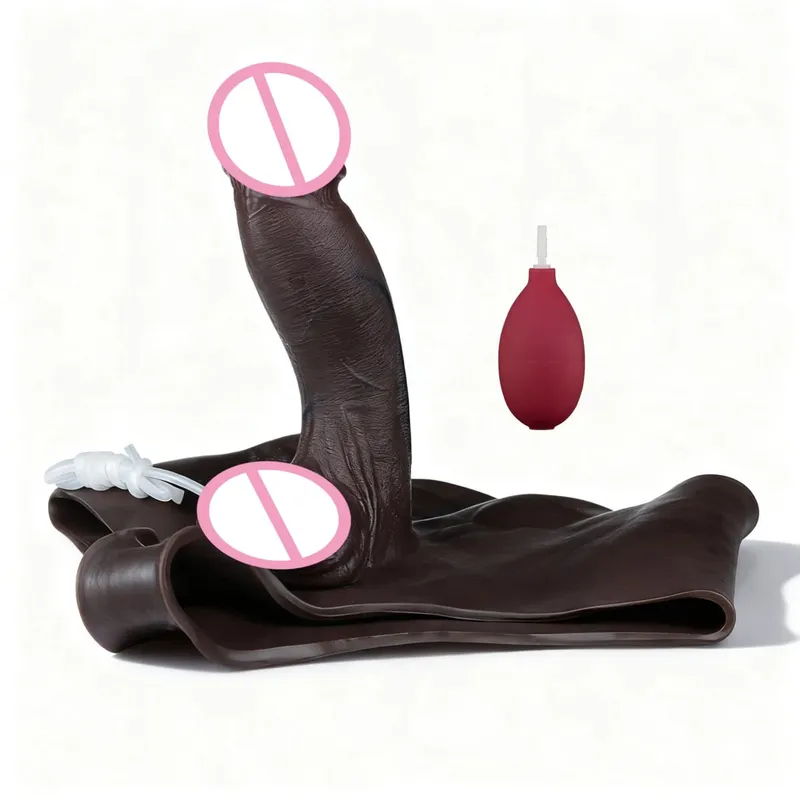Black Nude Strapon Big Realistic Ejaculation Dildo Silicone Squirting Panties With Simulated Solid Penis Sex Toy For Women
