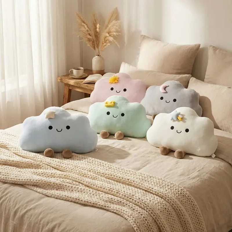 55*45CM Nordic Style Fluffly Soft White Blue Pink Weather Cloud Plush Toys Creative Stuffed Simulation Throw Pillow Sofa Cushion