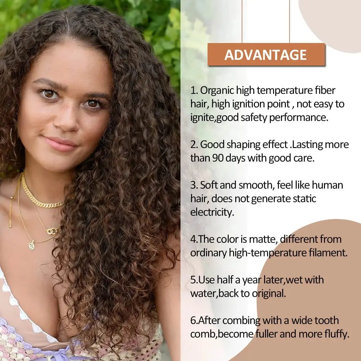26'' Synthetic Jerry Curly Hair Extensions Double Weft Clip-In Full Head 6PCS/Set Organic Ice Silk Hairpiece Black/Brown 160g