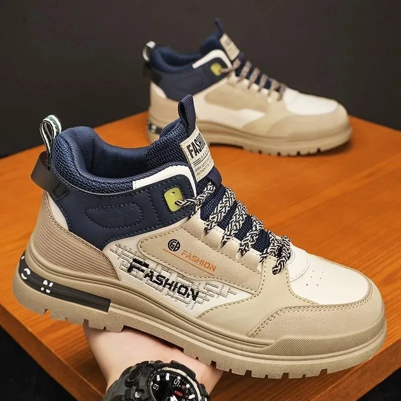 Men Sneakers Outdoor Casual Shoes New Non Slip Vulcanized Shoes Soft Sole Walking Shoe Lace-up High Top Men Custom Casual Shoes