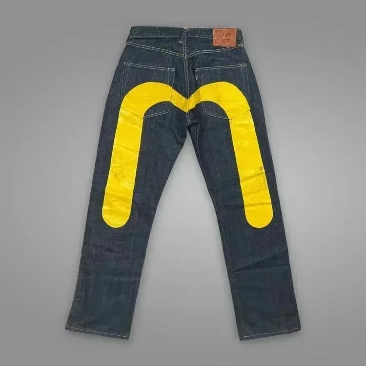 Jaren '90 Retro Y2K Nieuwe Hip Hop Rechte Jeans Straat Bestverkopende Gepersonaliseerde Bedrukking High Street Heren Casual Losse Jeans Paar