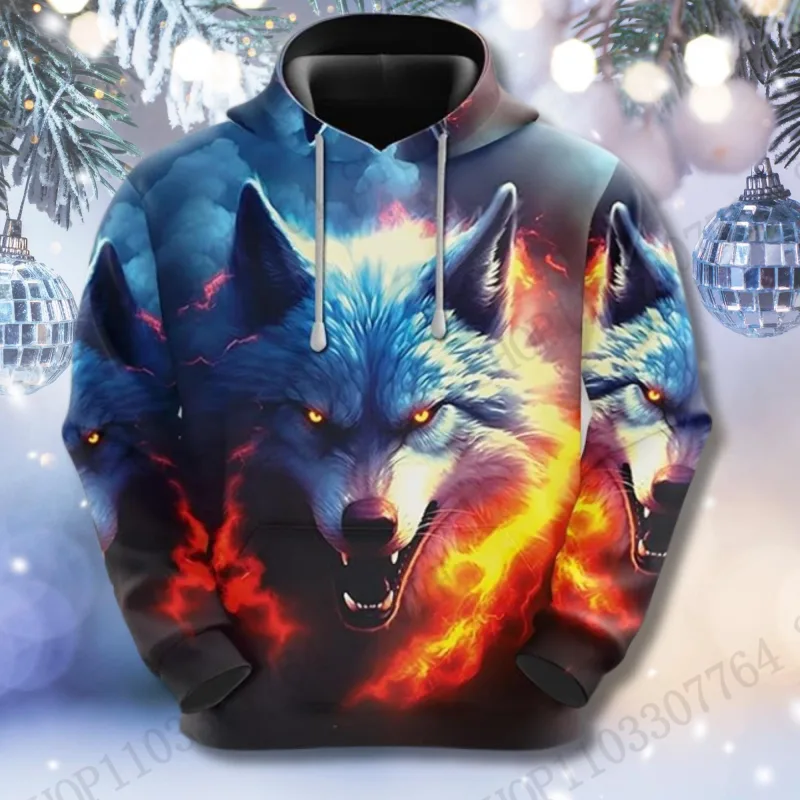 Fire Wolf 3d Print Hoodie Men Women Fashion Y2k Graphic Hoodie Tracksuit Animal Hoodie Sweatshirt Autumn Winter Clothes Y2k Coat