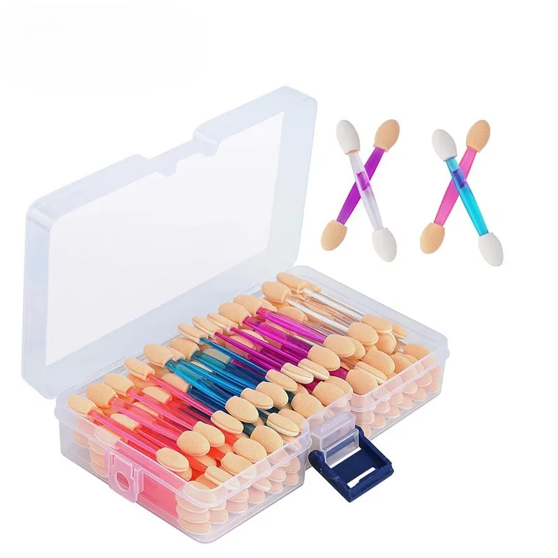 120 Pcs /Box Women Eyeshadow Applicators - Dual-Sided Sponge Makeup Brushes for Eye Blending & Nail Art