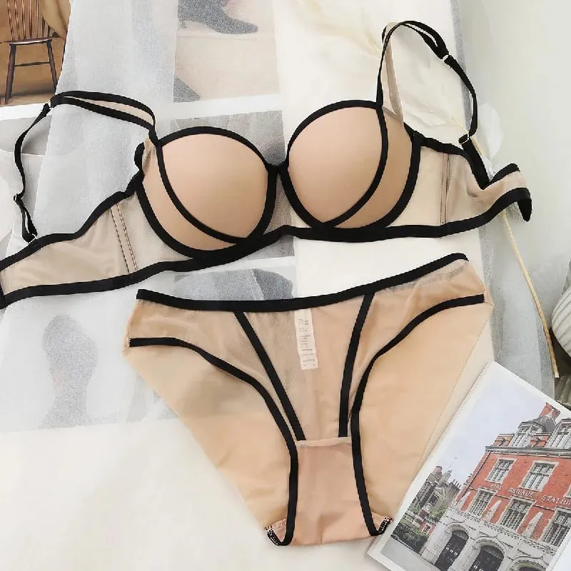 2026 novo 5 contraste cor meia xícara engrossar push up lingerie conjuntos para mulher roupa interior sexy tamanho grande 75-85 bcd moda sutiã calcinha