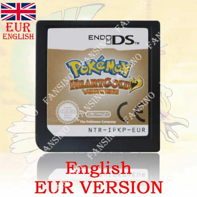 (USA EUR AUS NOE ESP FRA ITA) Pokemon HeartGold SoulSilver Version High Quality Authentic 1:1 Replica DS Video Game Cartridge