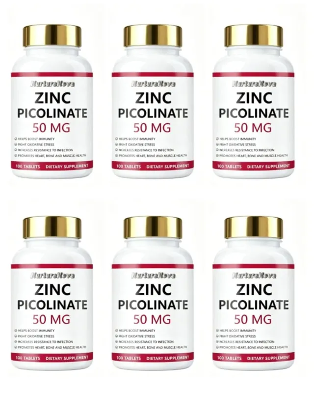 Zinc Picolinate Tablets for Antioxidant Support Bone and Muscle Wellness Daily Mineral Supplement for Adults 100 Tablets