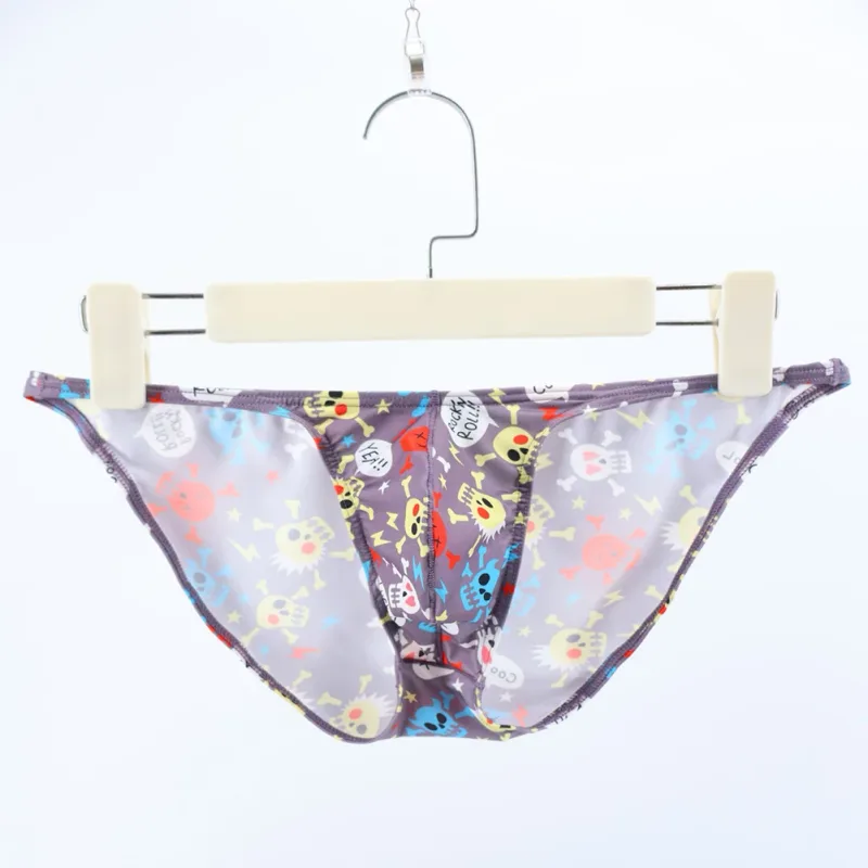 Men\'s Low Rise Underwear Briefs with Big Bulge Pouch and Skull Print Design Comfortable Stretch Fabric for Daily Wear