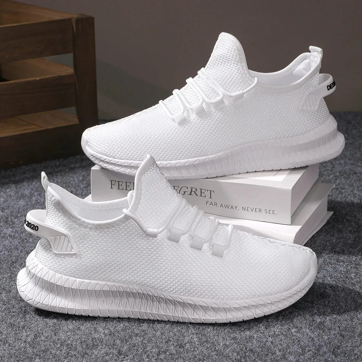 Men's Non-Slip Casual Sneakers Breathable Outdoor Jogging Training Hiking Sports Running Outdoor Weave Knit Lace Up Shoes
