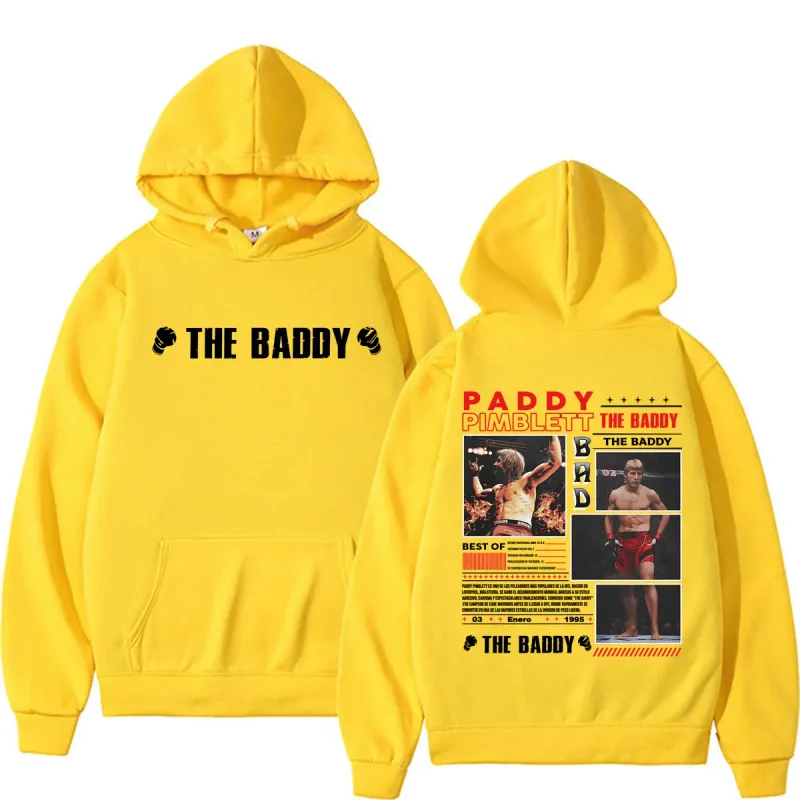 Paddy Pimblett The Baddy Retro Graphic Hoodies Men Women Fashion Violence Aesthetic Sweatshirt Fleece Casual High Quality Hooded