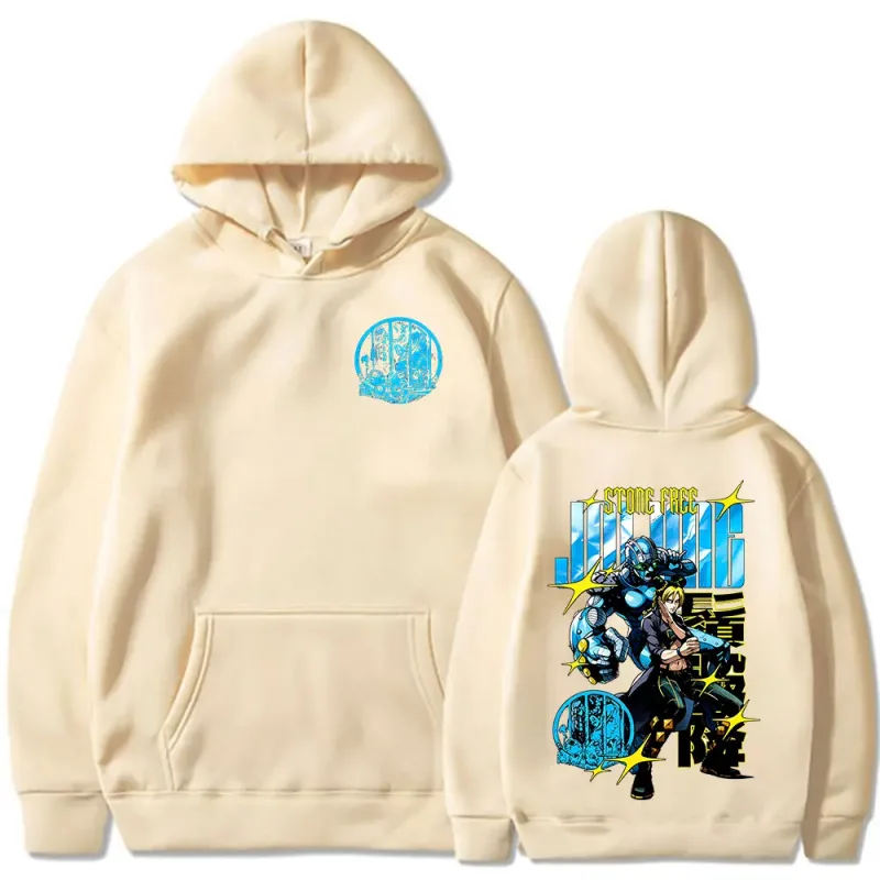 Anime Jojo Bizarre Adventure Stone Free Jolyne Cujoh Hoodies Men's Clothing Fashion Pullovers Long Sleeves Oversized Sweatshirts
