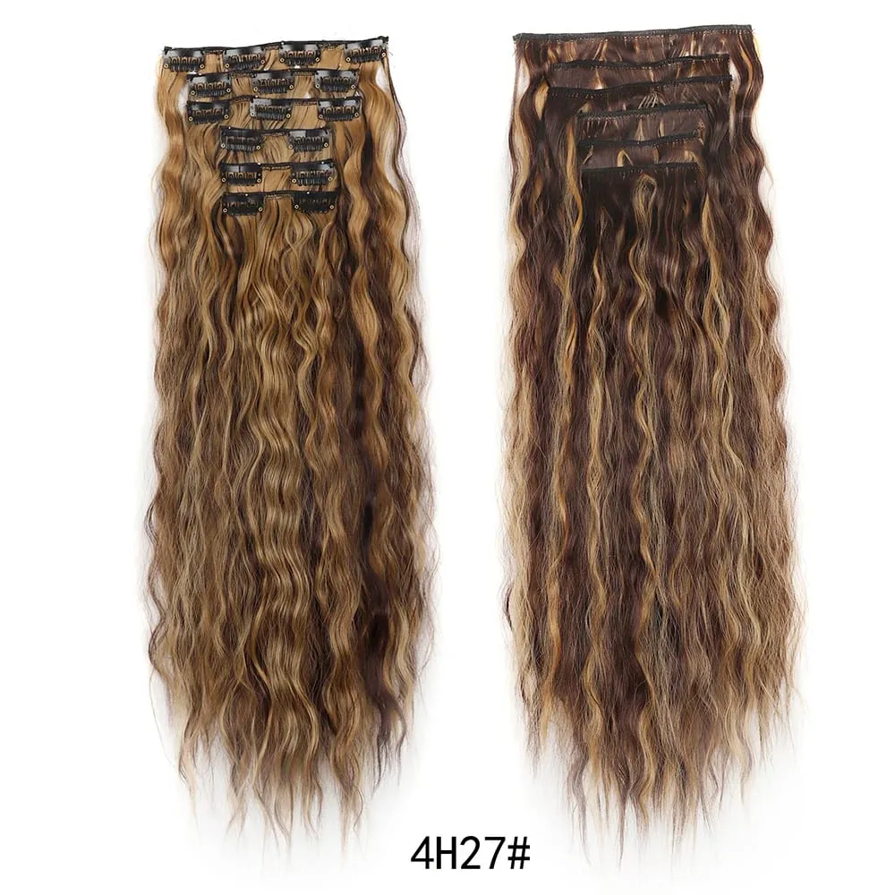 Corn Hair Extensions 6Pcs 20 Inch Clip In Hair Extensions Curly Clip Ins Hair Extension Invisible Natural Hairpieces For Women