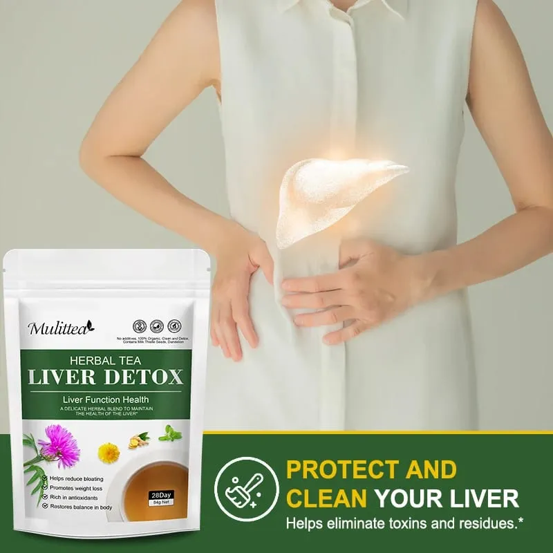 Mulittea 100% Natural Liver Cleansing Detox Drink 6 IN 1 Herbal Formula Support Liver Function Health and Healthy Skin Whitening