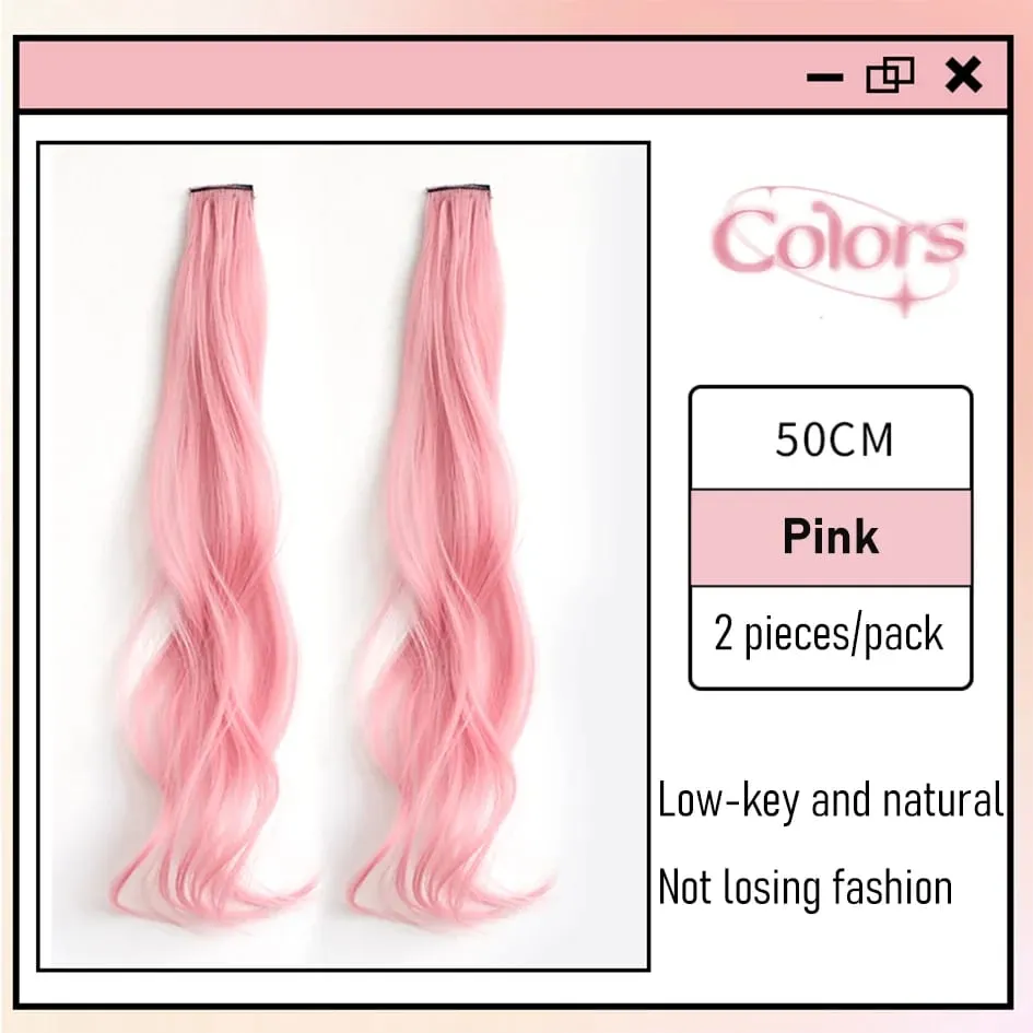 Sintetikong 2 Piraso/Set 50cm May Kulay na Curly na Mga Extension ng Buhok na Water Wave Pink/Blue/Purple Halloween/Christmas Wig