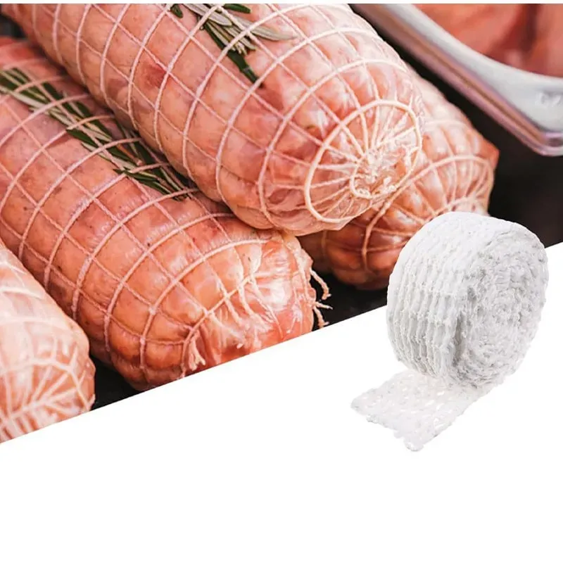 3/5/10/50 Meters Cotton Meat Net Elastic Smoked Meat Poultry Ham Netting Butcher 16 Holes Woven Packaging Net Cooking Tools