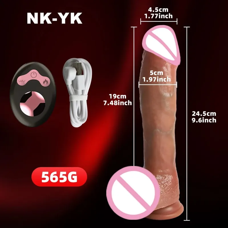 24cm Big Black Dildo Thrusting Sex Toy Realistic Penis Vibrator Telescopic Swing Heating Remote Control Women Lesbian Sexy Toy