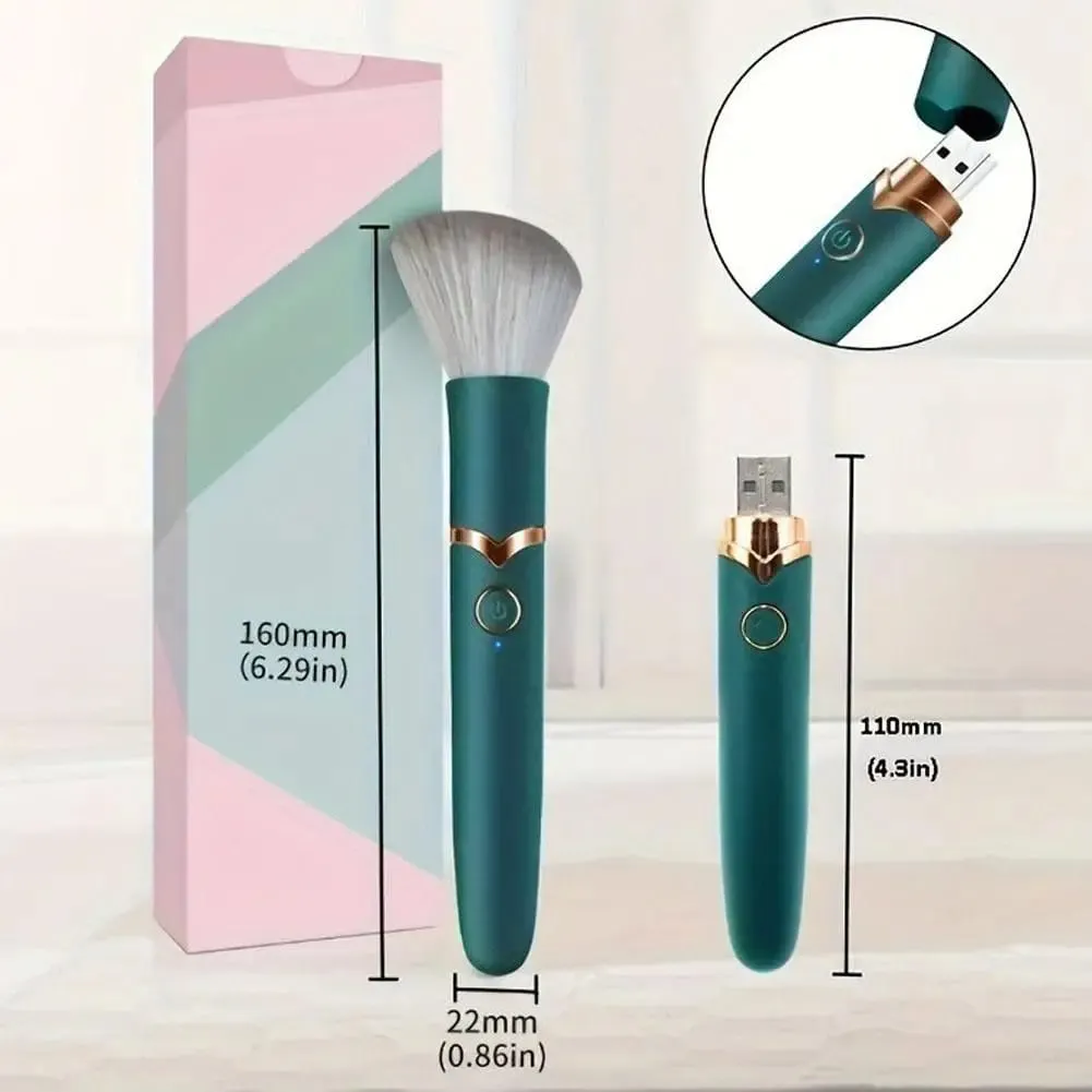 1ks Elektrický podkladový štětec 2 v 1 Vibrační štětec na make-up Multifunkční měkký načechraný přenosný dobíjecí nástroj na líčení detailů