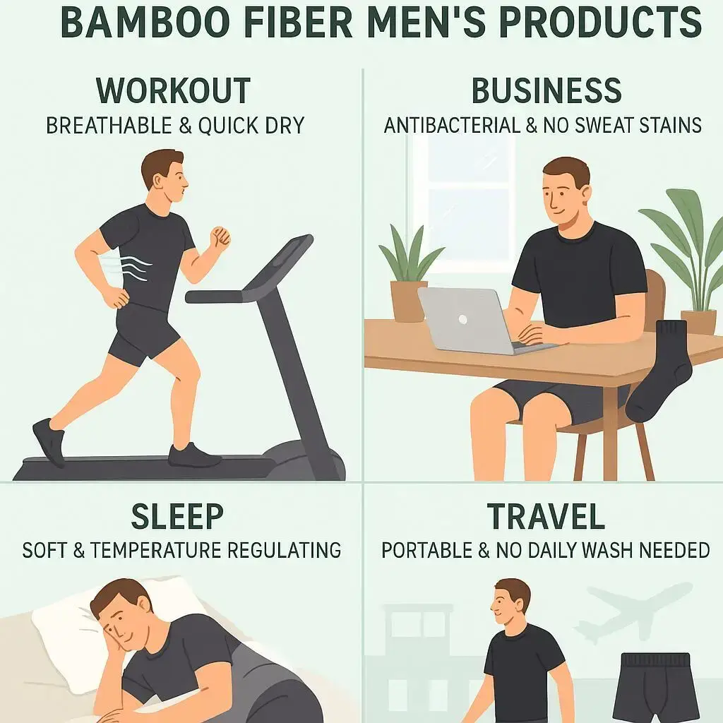 5pcs 95% Bamboo Fiber 5% Spandex Men's Length Long Leg Boxer Classic Design Comfortflex Waistband Underwear Man Sports 3256810241592595 — image 7
