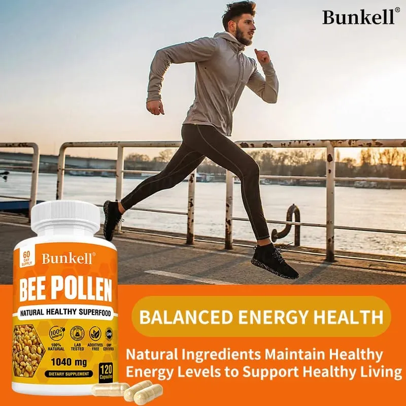 Bipollentilskud 100 % naturligt rå bipollen Vegetarkapsler Probiotisk Superfood Fordøjelse Immunstøtte og energi