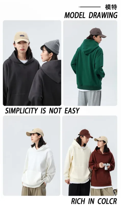 2026 New Men'sSweatshirt Casual Streetwear Pullovers Sport Fitness Pocket Hoodies Multi Color