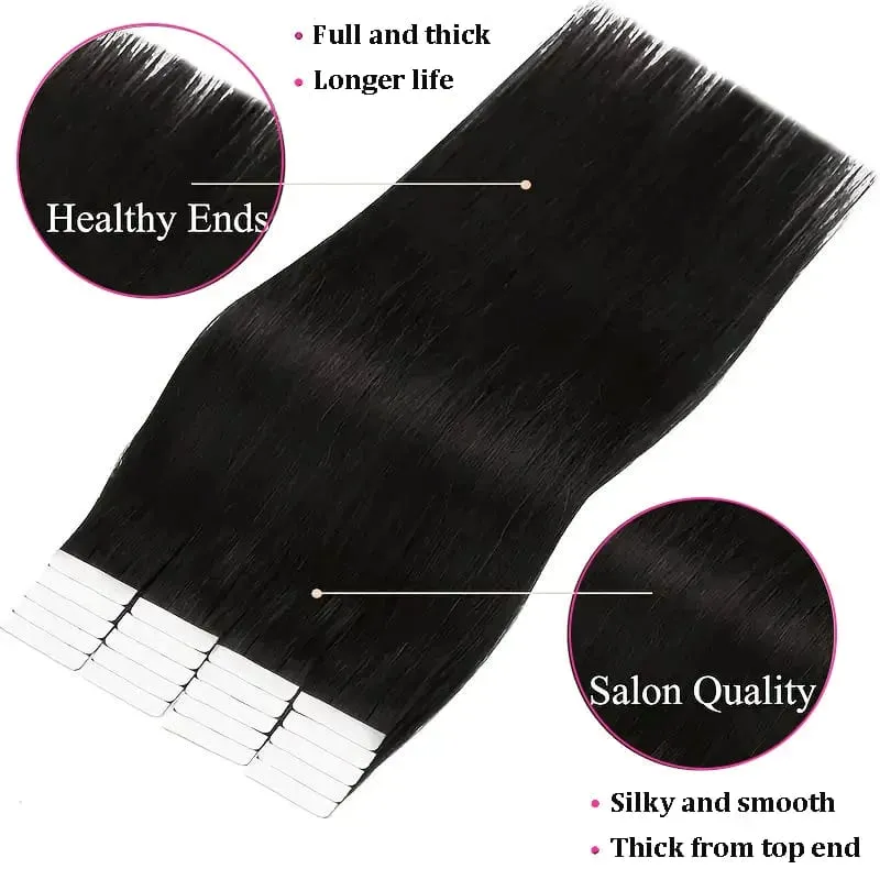 Tape Hair Extensions Machine Remy Seamless Skin Weft Adhesive 4x0.8cm Tape In Human Hair Natural Black Brown Blonde 20pcs 26inch