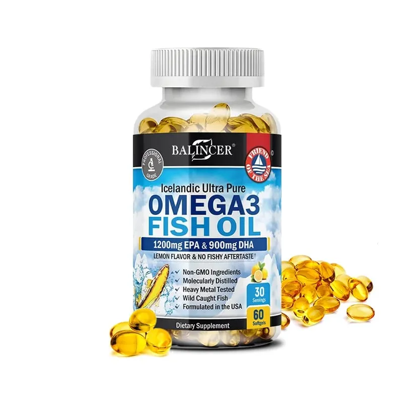 Strength Omega 3 Fish Oil 2250mg Wild Caught High EPA 1200mg & DHA 900mg Supports Heart Brain Eye Joint & Skin Health
