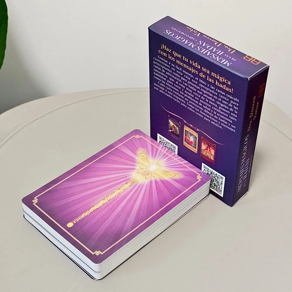 Magical Messages From The Fairies Oracle Deck 44 Pcs Spanish Cards Printed on 350GSM Double-embossed Cardstock 10.5*7.5cm