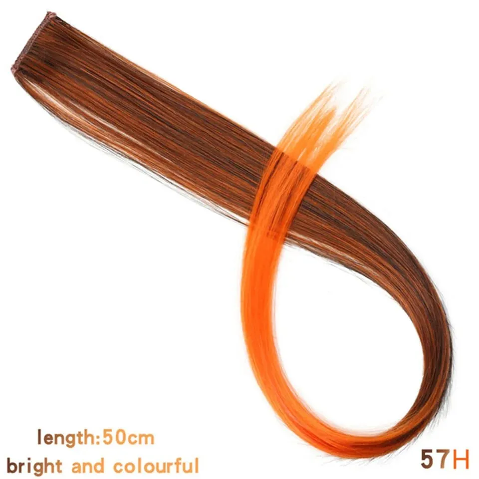 Tổng Hợp Kẹp Trong Một Miếng Nhiều Màu Sắc Làm Tóc Xoăn Tóc Tổng Hợp Miếng 18 "Dài Ombre Tóc Hồng Tím Đỏ xanh Dương